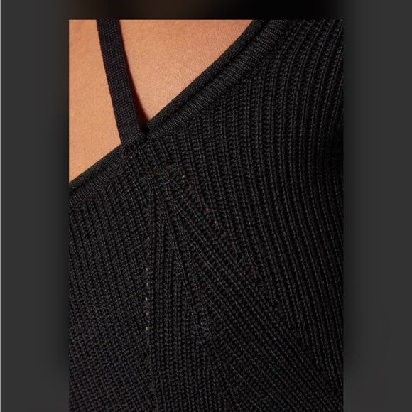 Elliatt Marisol Black Ribbed Sweetheart Knit Midi Dress XS NWT Edgy Minimalist - Picture 3 of 8
